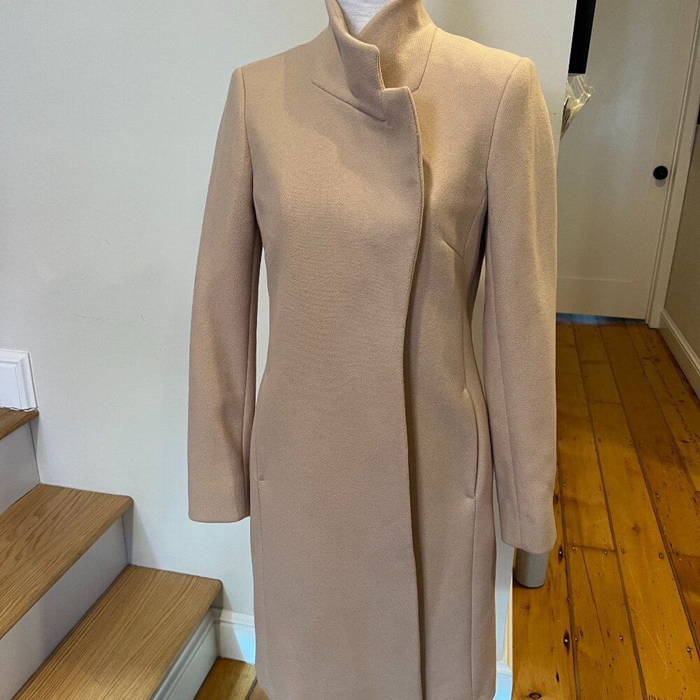 REISS Mabel Longline Coat In Soft Pink Size 6